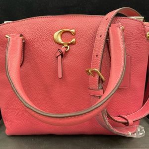 NWT Authentic COACH Remi ROUGE Pebbled Leather Gold Crossbody Sachel Bag